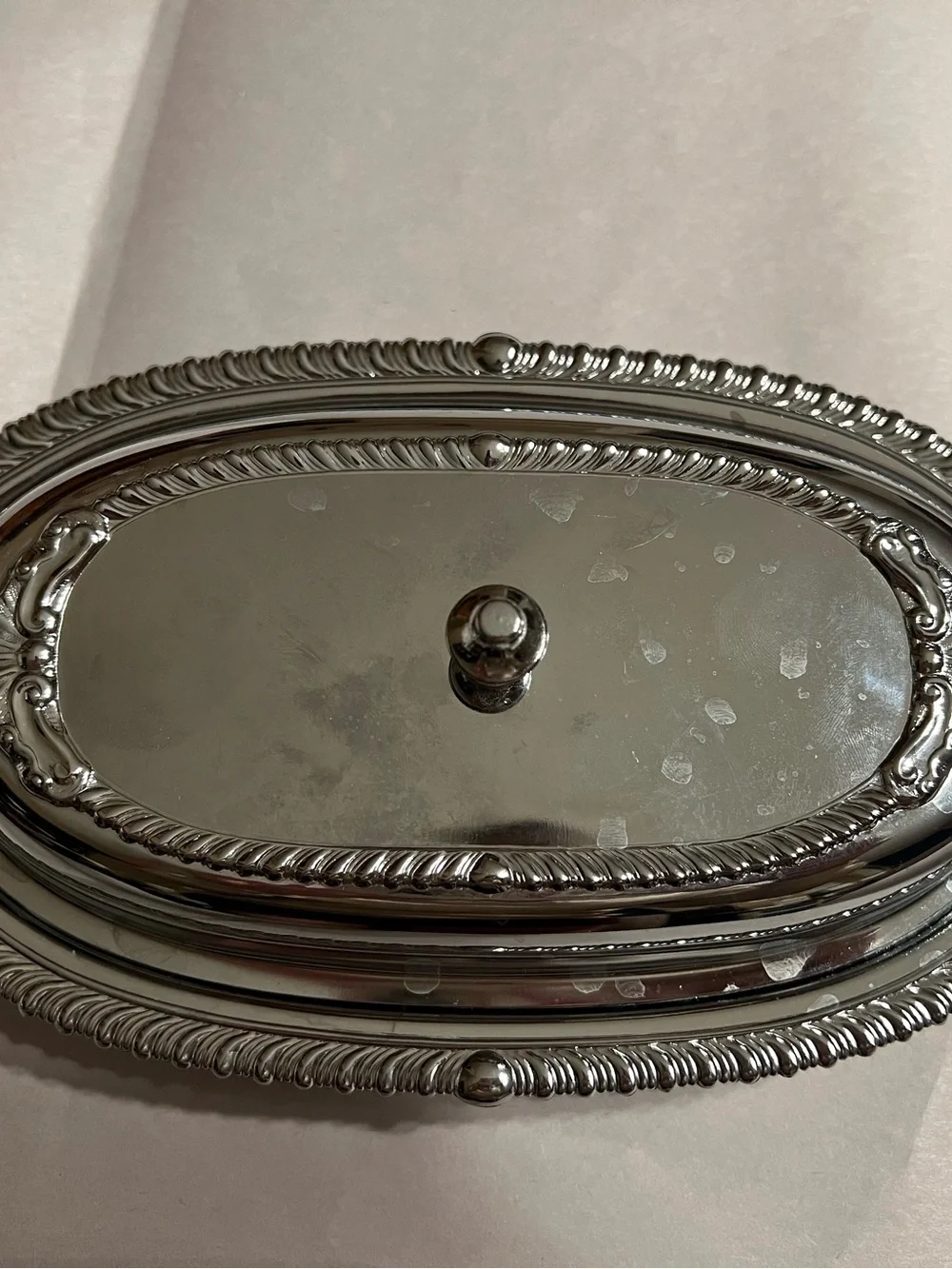 Silver Glass-Insert Butter Tray - Elegant Oval Butter Dish